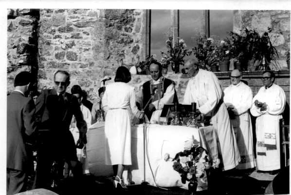 Bishop Cassidy, chief celebrant at Mass in Kilnalahan Monastery on 16 August 1981