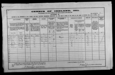 Census of Ireland, 1911 - Form A | National Archives of Ireland (NAI) CC BY