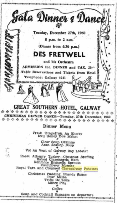 Christmas Dinner and Dance Gala Menu 1960