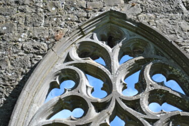Detail of tracery. Also inscription on centre tracery. | Christy Cunniffe
