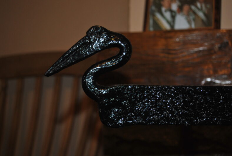 Crane used as an ornate terminal to the fire crane. | Christy Cunniffe