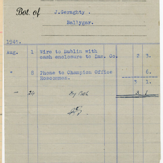 Ballygar Shop Receipts