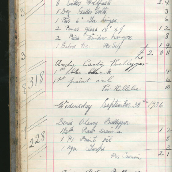 Shop Ledger 1936