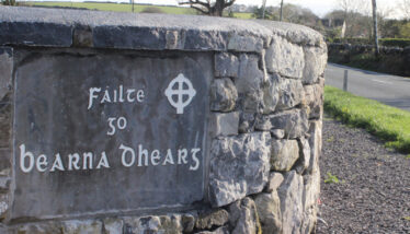 Stone sign to be seen on entering the village from Tuam direction | Photo: Bernadette Connolly, Clogherboy (2015)