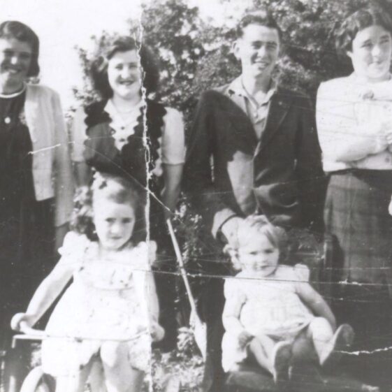 Back L-r: Kathleen Donnellan, Mary Ryan, Mick Stephens, Bridgie Farrell, baby John Farrell Front l-r: Nora & Rose Farrell Back row L-r: Kathleen Donnellan, Togher; Mary Ryan, Mick Stephens, Togher; Bridgie Farrell, baby John Farrell and front row l-r: Nora and Rose Farrell (all Farrells from Togher). | Out and About Magazine 2013
