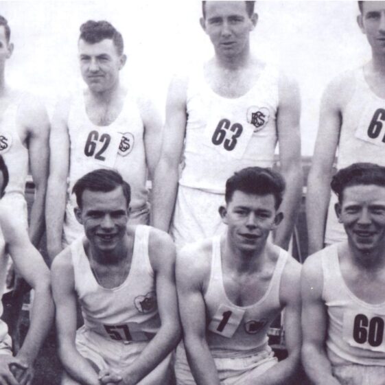 County Senior Cross Country Athletics team Back row l-r: Tom Meehan, Cahergal; Maitias O'Gormaile, Tuam; Midie Hussey, Belclare; Roger Rushe, Abbeyknockmoy.
Front row l-r: Micky Kelly, Togher; Harold Campbell, Tuam; Charlie Mullins, Creevaghbawn and Tommy Joe Hynes, Creevaghbawn. | Photo: Out and About Magazine, 2011