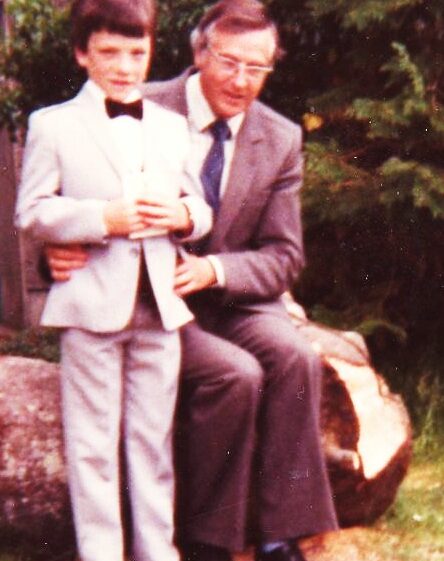 Padraic-Joyce with Sylvester Cassidy Padraic Joyce on his First Holy Communion day with principal of Barnaderg NS, Sylvester Cassidy | Photo: Sylvester Cassidy