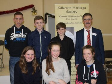 Moylough band Interlude that played for launch with John Coyle (committee member) | Image: Bernadette Connolly