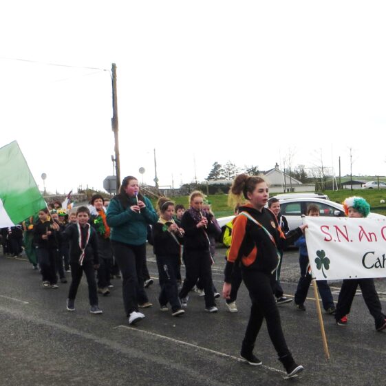 Cahergal NS leading St. Patrick's Day parade 2014 St. Patrick's Day in Killererin