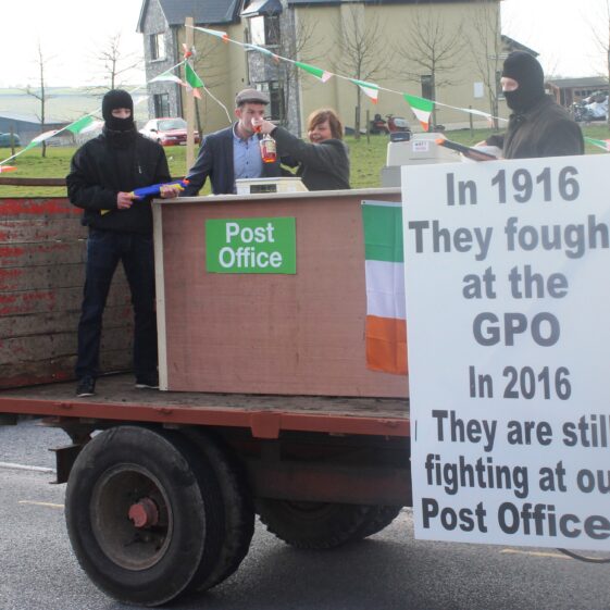 The struggle to retain our Post Office - float St. Patrick's Day 20162016 St. Patrick's Day in Killererin