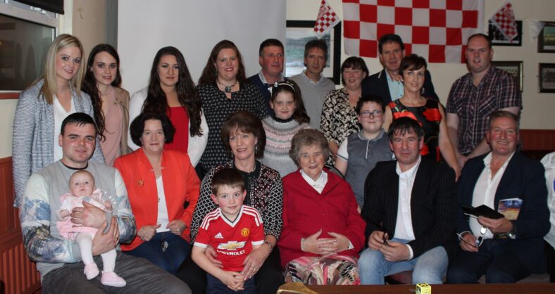 Nora surrounded by her children, grandchildren and great-grandchildren on the occasion of publication of her book Tales from the Past | Photo: Bernadette Connolly for Killererin Magazine Committee