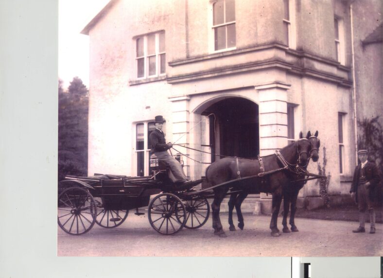 Toghermore House early 1900s. Carriage driver was Denis Geoghegan and his assistant was John Cunningham, Togher. | Photo: Christy Butler, Toghermore