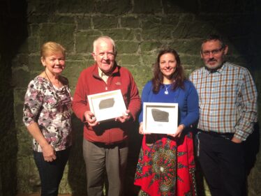 L-r: Committee member Maura Flannery; speakers Jarlath Canney, Old Tuam Society; Elaine O'Riordan, NUIG; and committee member, Frank Smyth. | Photo: Ballyglunin Restoration Committee - courtesy of Mark Gibson