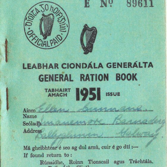 Ration book issued in 1951 to Eileen Cunnane, Imanemore | Photo: courtesy of John Cunnane, Imanemore