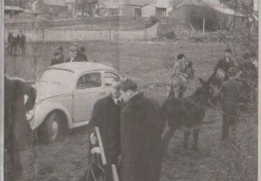 In the parade ring before the Donkey Derby. The two gatemen pictured are Jarlath Connolly and the late John Joe Brennan. | Peter Brennan
