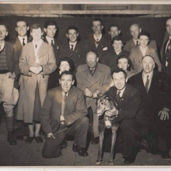 1958: The Cobwebs Glory presented by the Milltown Gaelic Athletic Association at the Ballinrobe Drama Festival

Back Row: Michael Connolly (Drim), Joe Kirrane (Kilgevrin), John Varley (Knock), Johnny Hession (Russelstown), James Francis Slattery (Milltown), Jimmy Walsh (Liskeavy) 
Second Row: Jim Brennan (Liskeavy), Mary Varley (Kneeling), Mary Coyne (Milltown), Joe Farrell (Ballymary), Mary Fleming (Liskeavy), Willie Burke (Milltown), 
Standing 2nd Row: Una Connolly, Nora McCormack (Liskeavy), Luke Hehir (Kilgevrin)
Front Row: John Walsh (Liskeavy), Patrick Hehir (Kilgevrin) with greyhound (Dancing Bobbie) 
 | Frank Glynn