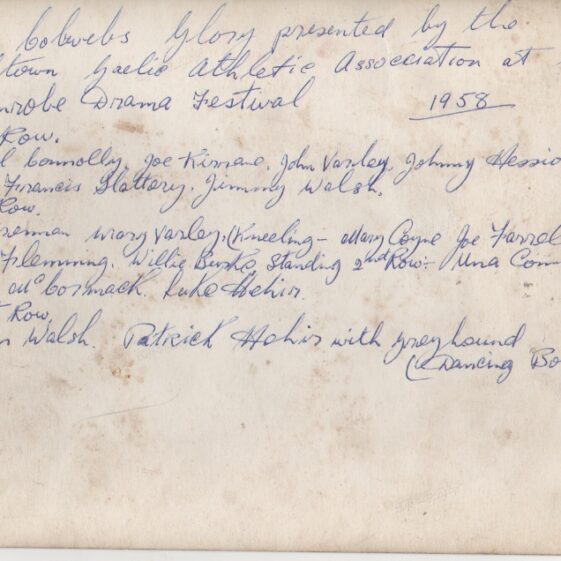 Inscription on back | Frank Glynn
