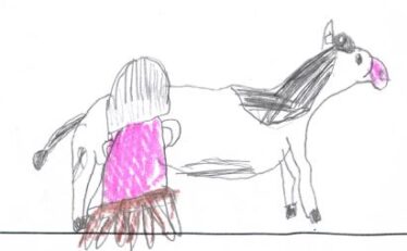 Milking the cow | Drawing by Ella Diskin