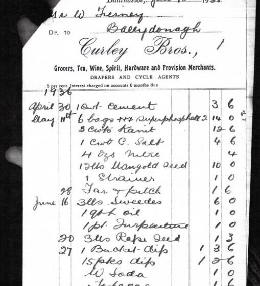 Shop receipt from Curley Bros | Tom McLoughlin