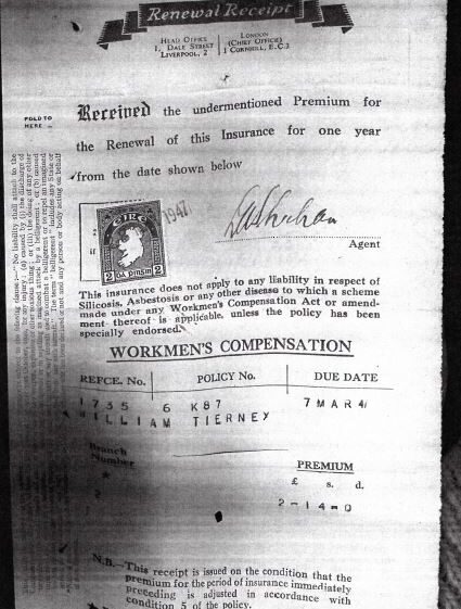 The Liverpool & London & Globe Renewal Receipt 1947 | Tom McLoughlin