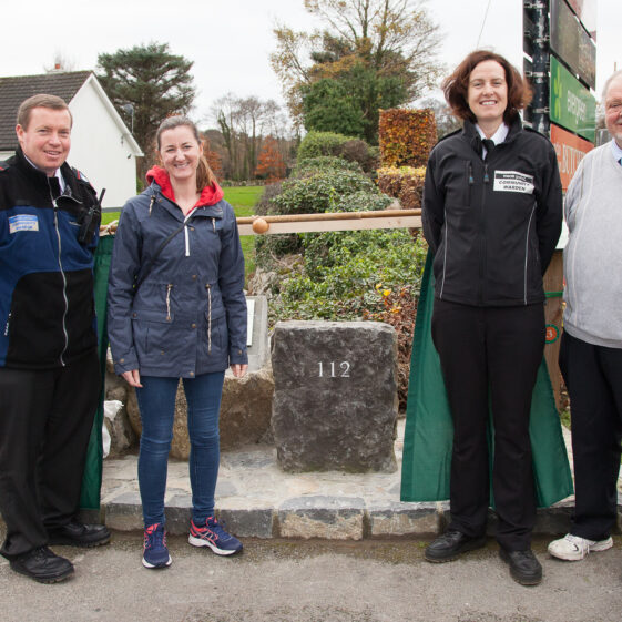 Thomas O'Sullivan Galway County Council Community Warden, Pauline Maher Moycullen TidyTowns, Rosina Joyce Galway County Council Community Warden, and Tomas O'Cadhain of Moycullen Heritage