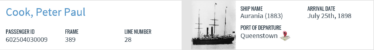 Peter Paul Cook Ellis Island record 1898