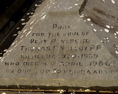 Inscription on the Gravestone of Fr Tom Molloy in the grounds of Kilmeena Church, Westport. - © Gerry Costello Photography