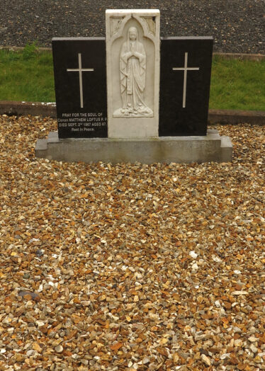 The final resting place and Headstone of Fr Matthew Loftus at Menlough Church | © Gerry Costello Photography