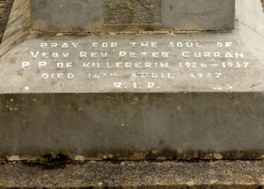 Inscription on the Gravestone of Fr Peter Curran in Killererin Church Grounds | © Gerry Costello Photography