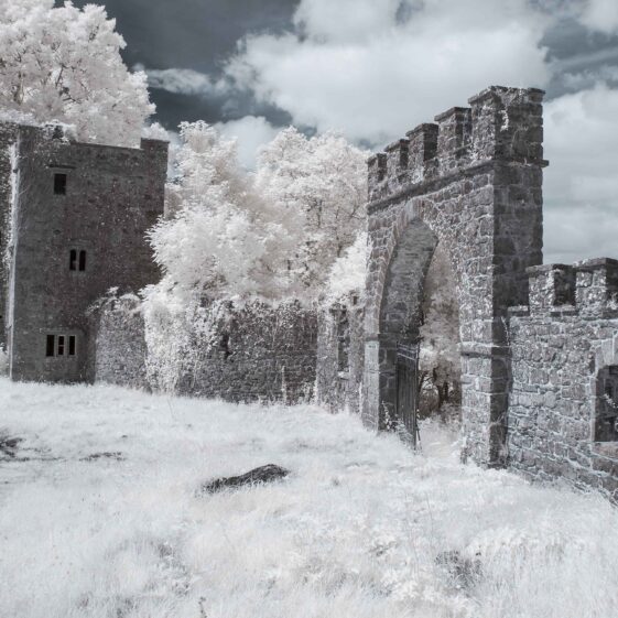 DSC_4039-IR-Edited-web1 Castellated entrance showing tower in background | Frank Nevin, 2015