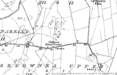 2nd edition Ordnance Survey Map showing location of Children's Burial Ground