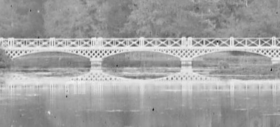 White Bridge, close up 1865 Close up of the White Bridge at Woodlawn with its reflection in the lake | Dillon Family, Courtesy of National Library of Ireland