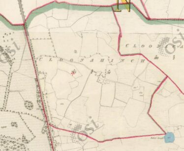 Ist Edition Ordnance Survey Map showing outline of Cloonahinch