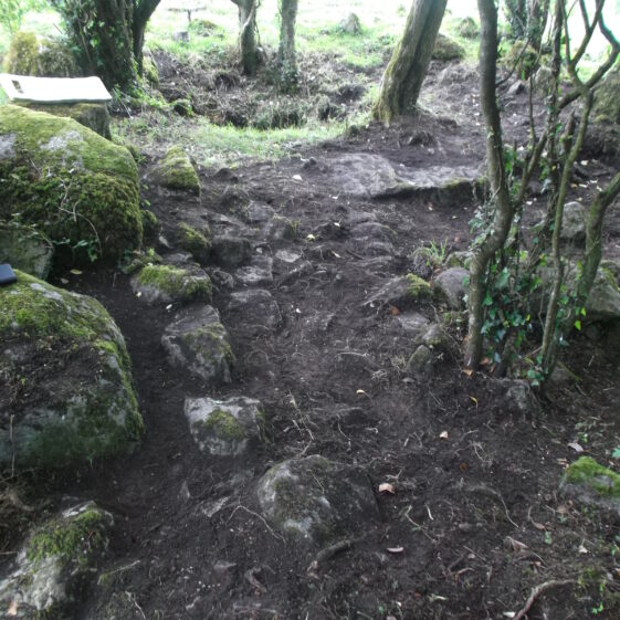 Looking west showing wall of structure. Well at top of picture | B. Doherty 2017