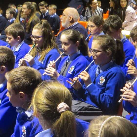 Milltown school pupils playing tin whistle | Photo: Frank Glynn