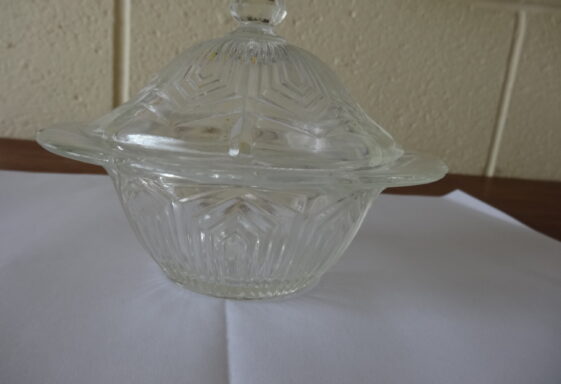 Round glass sugar bowl