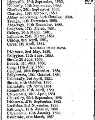 Land Meetings in County Galway and Mayo