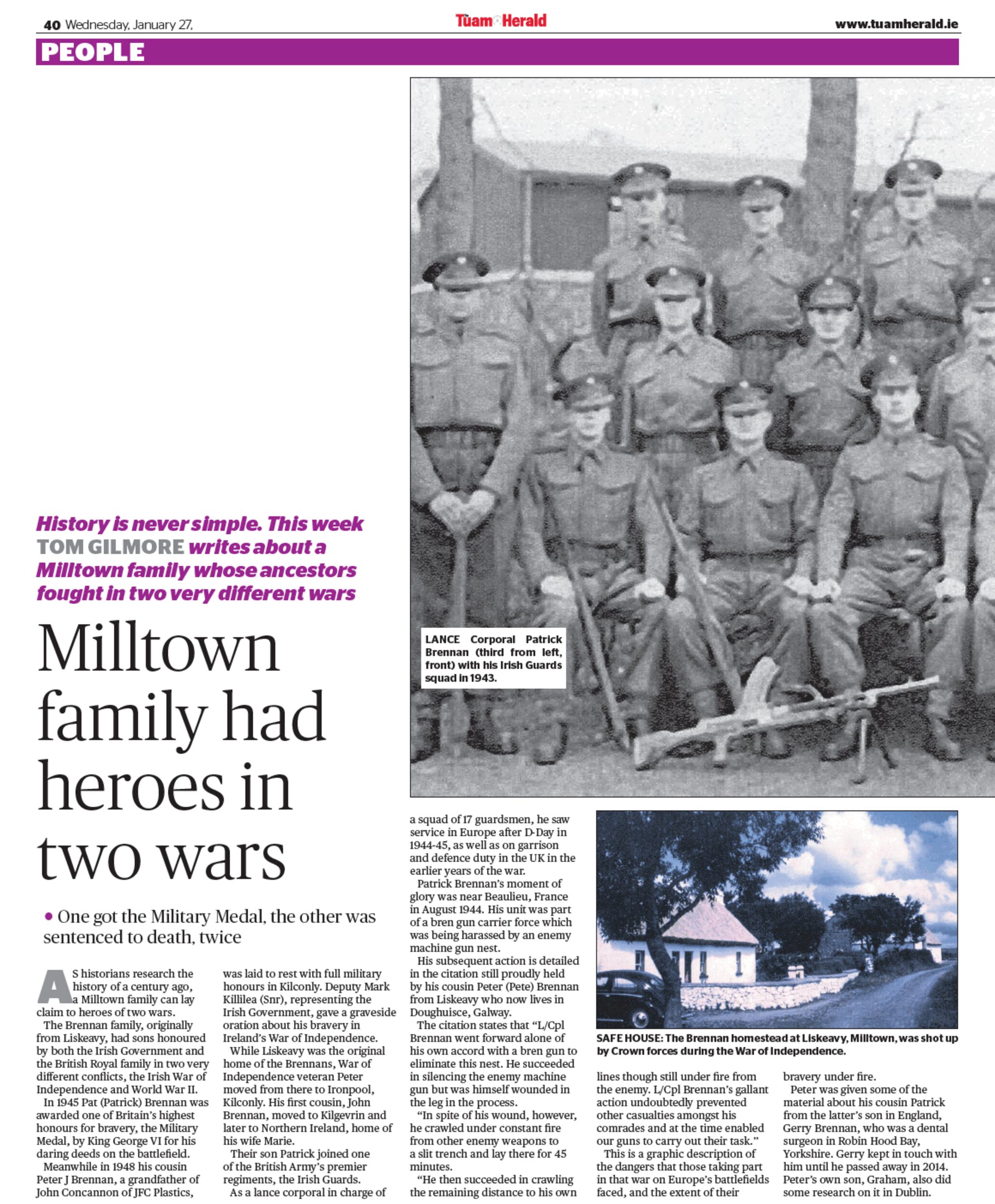 Milltown family had heroes in