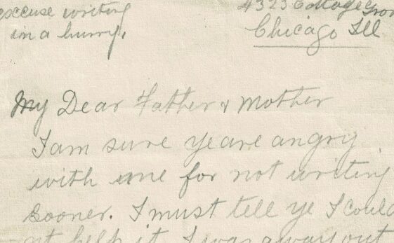 M102: USA Letter from Kate McHugh to her father and mother