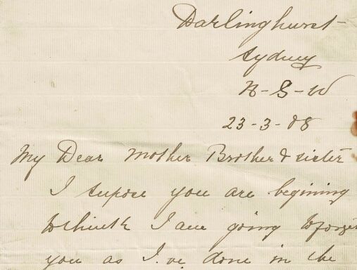 M103: Australia Letter from John McHugh to his mother, brother and sister