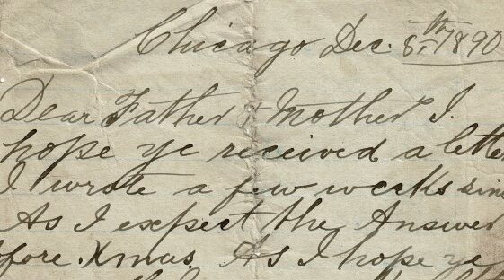 M27: USA incomplete Letter from Thomas McHugh to his parents