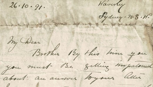 M35: Australia Letter from John McHugh to Michael McHugh