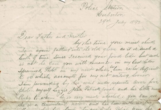 M40: Australia Letter from Patrick McHugh to his parents