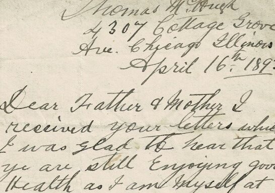 M43: USA Letter from Thomas McHugh to his parents