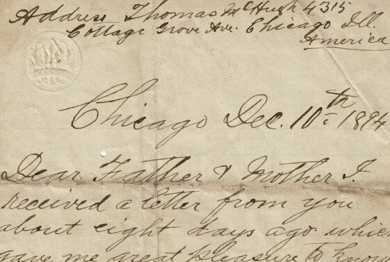 M50: USA Letter from Thomas McHugh to his parents