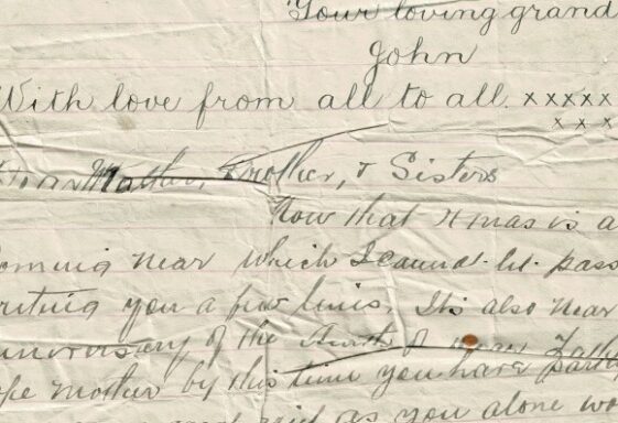 M88: Australia Letters. Incomplete letter from John McHugh Junior to his grandmother. 2nd letter from Patrick McHugh