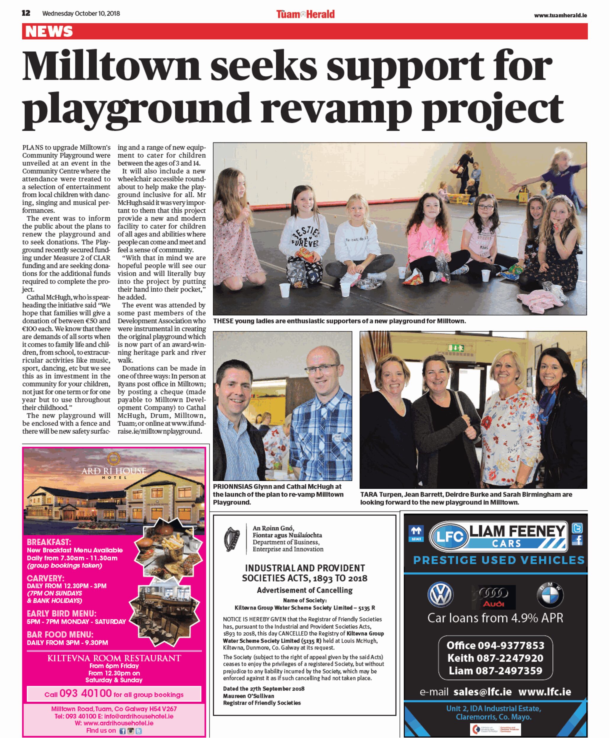 Milltown seeks support for playground revamp project