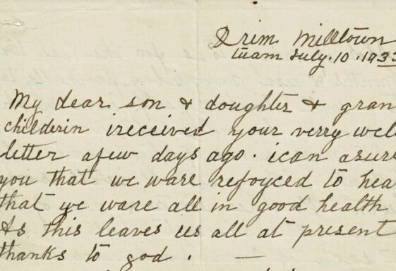 M118: Letter from Michael McHugh to his family in USA