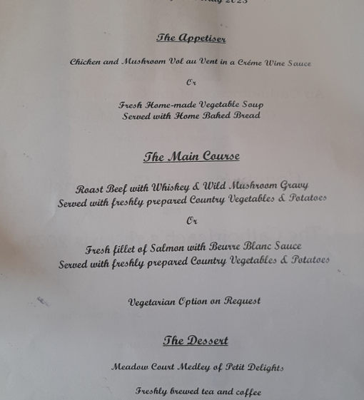 Menu | Photo: Pauline Connolly