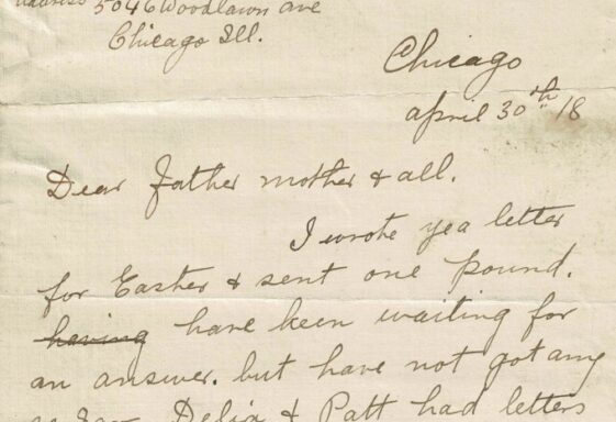 M115.9: Letter from Kate McHugh to her parents and family
